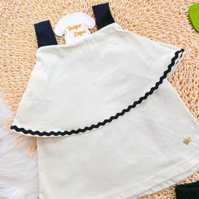 Conj. Regata com Babadinho e Short - Areia e Preto